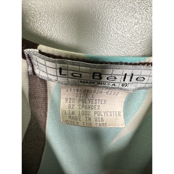 VTG‎ LaBelle Mini Dress L Teal Brown Floral Tie Waist USA Made Y2K Babydoll - Picture 4 of 8